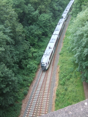Vogtlandbahn unter der Elstertalbrücke