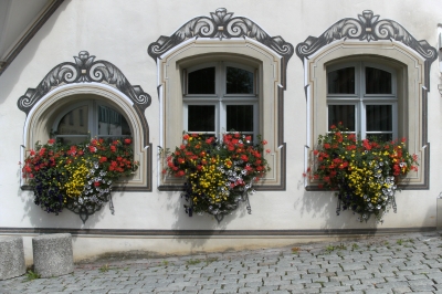 Fassade mit Blumen!