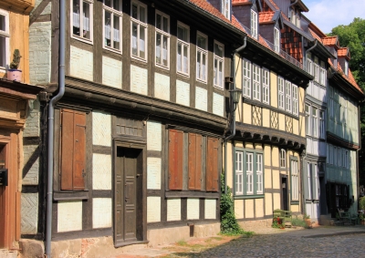 Mittelalterliche Häuserfront in Quedlinburg