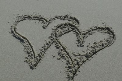 Herzen im Sand