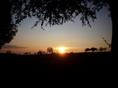 Sonnenuntergang über den Feldern