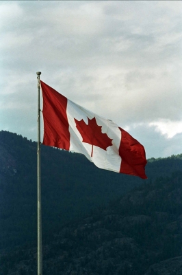 Kanadische Flagge im Wind