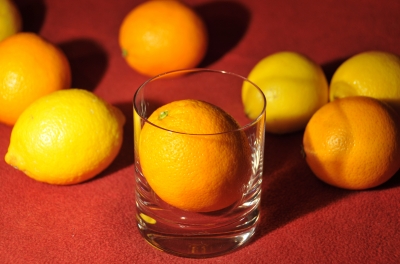 Orange gefangen im Glas