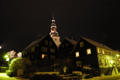 Barockkirche Eckenhagen in einer Winternacht