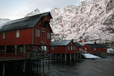 Rorbuer in A, Lofoten, Norwegen