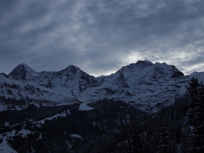 Eiger, Mönch, Jungfraujoch und Jungfrau am Morgen