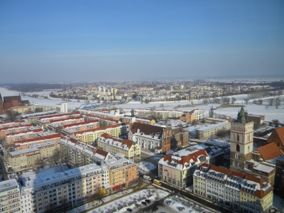 Blick auf Rathaus und Marienkirche