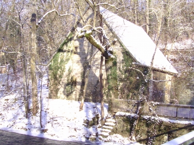 Die Gipsmühle in Rothenburg ob der Tauber im Winter