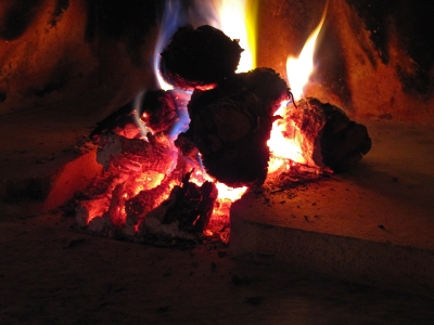 Kaminfeuer mit Glut