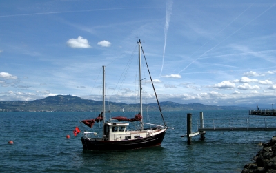 Fischerboot auf dem Genfersee