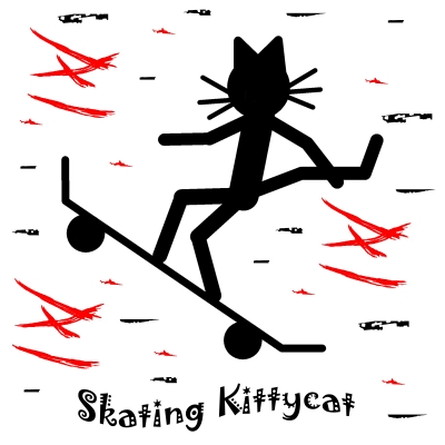 Katze Kittycat auf dem Skateboard