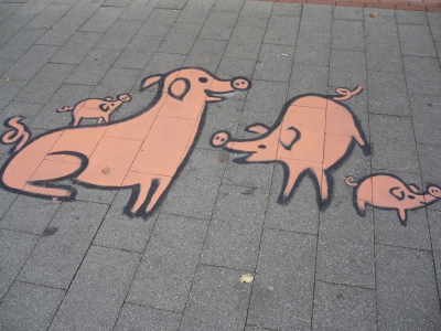 Malerei  Schweinchen schlau