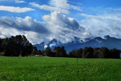 Blick auf die Berge bei Rosenheim