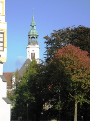 Celle - Blick vom Schloss zur Stadtkirche