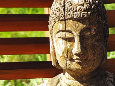 Buddha-Kopf leicht gealtert