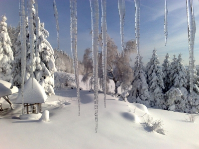 Winterlandschaft Blick aus dem Fenster