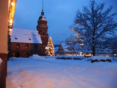 Winterliche Stadtkirche in Freudenstadt