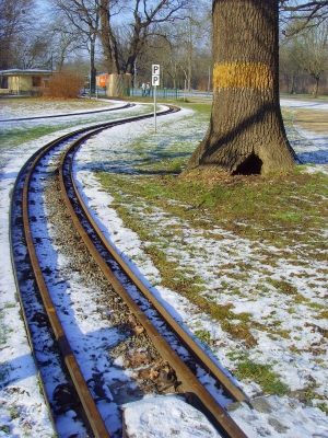 Großer Garten Dresden - Schienen Parkeisenbahn - Winter