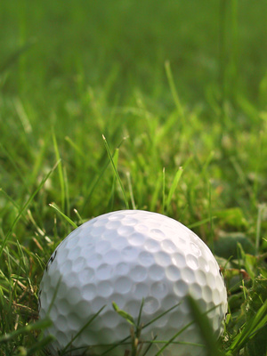 Golfball im Gras