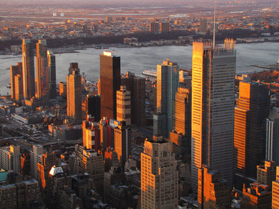 Manhattan - Blick auf den Hudson-River am Abend