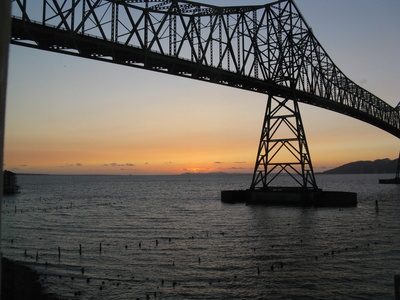 Astoria-Megler-Brücke im Sonnenuntergang