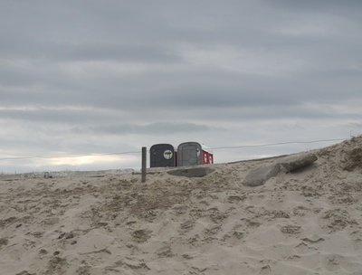 Klohäuschen am Strand
