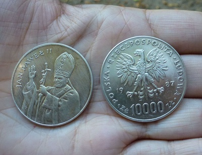 Polnische Silbergedenkmünze mit Papst