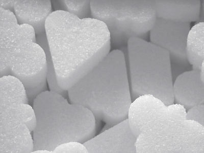 Zuckerwürfel und Herzen