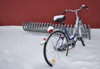 Fahrrad  im Schnee