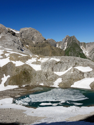 Gefrorener Bergsee