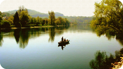 Fischer auf dem Rhein