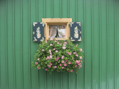 Bayerisches Bauernfenster mit Blumen