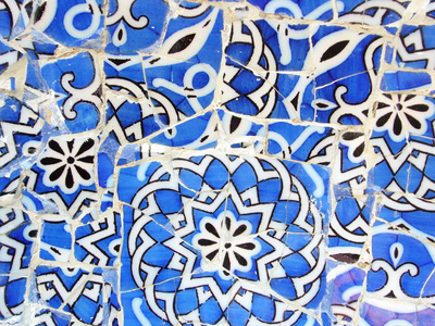 Blau weißes Mosaik