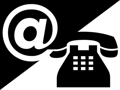 Kontakt Mail-Telefon schwarz-weiß