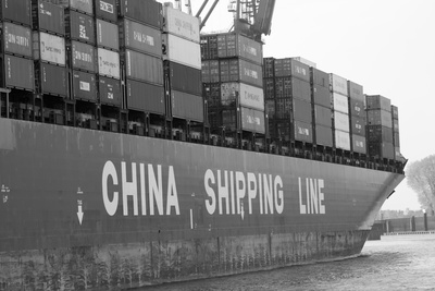 China Shipping Line in Hamburg B/W