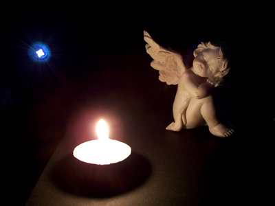 Experiment Engelchen mit Kerze und licht