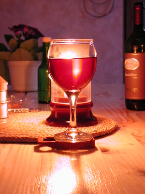 Weinglas vor Kerze