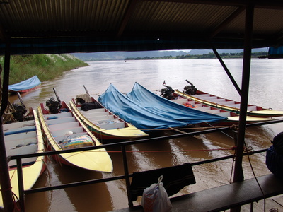 Boote am Mekong / Laos