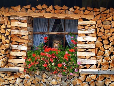 Holzfassade mit Fenster
