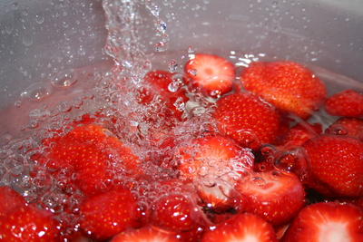 Gewaschene Erdbeeren
