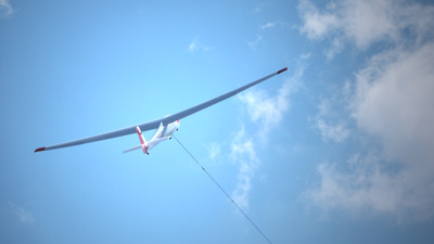 Segelflugzeug beim Windstart