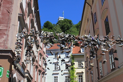 Shoefiti in Ljubljana / Slowenien