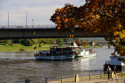 Schiff auf der Elbe in Dresden