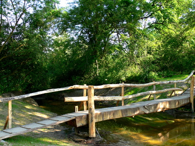 rustikale holzbrücke