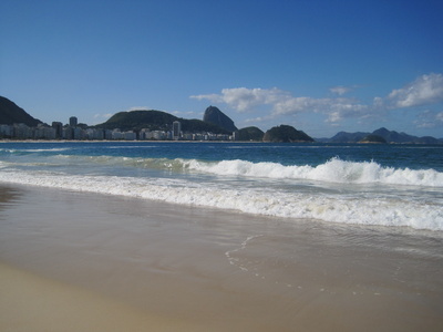 Copacabana Strand mit Blick auf Zuckerhut