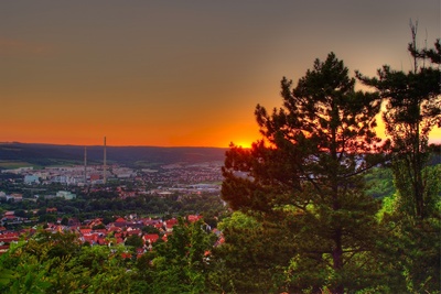 Sonnenuntergang über Jena Burgau