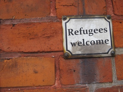 Schild Refugees welcome