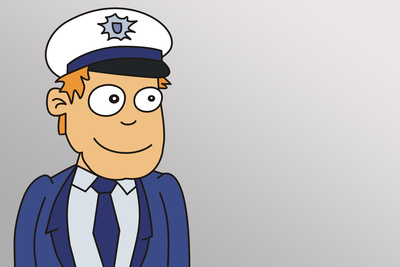 Polizist - fröhlich - blaue Uniform