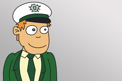 Polizist - fröhlich - grüne Uniform