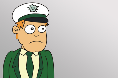 Polizist - traurig - grüne Uniform